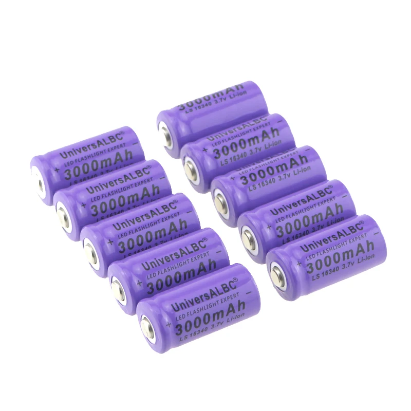 LED-Taschenlampe Set 10-Pack 1634o CR123A 3.7V Wiederaufladbare Akku Li-ion Batterie