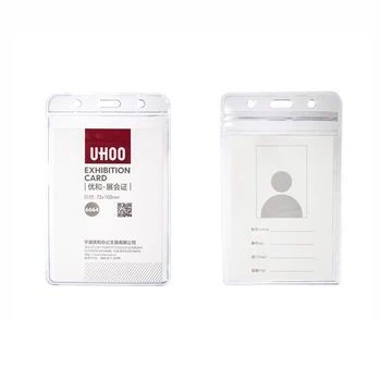 

6pcs/lot UHOO 6657 Horizontal Name Tag Exhibition Card Business Work ID Card Holder Waterproof PVC Card Holder Name Badge