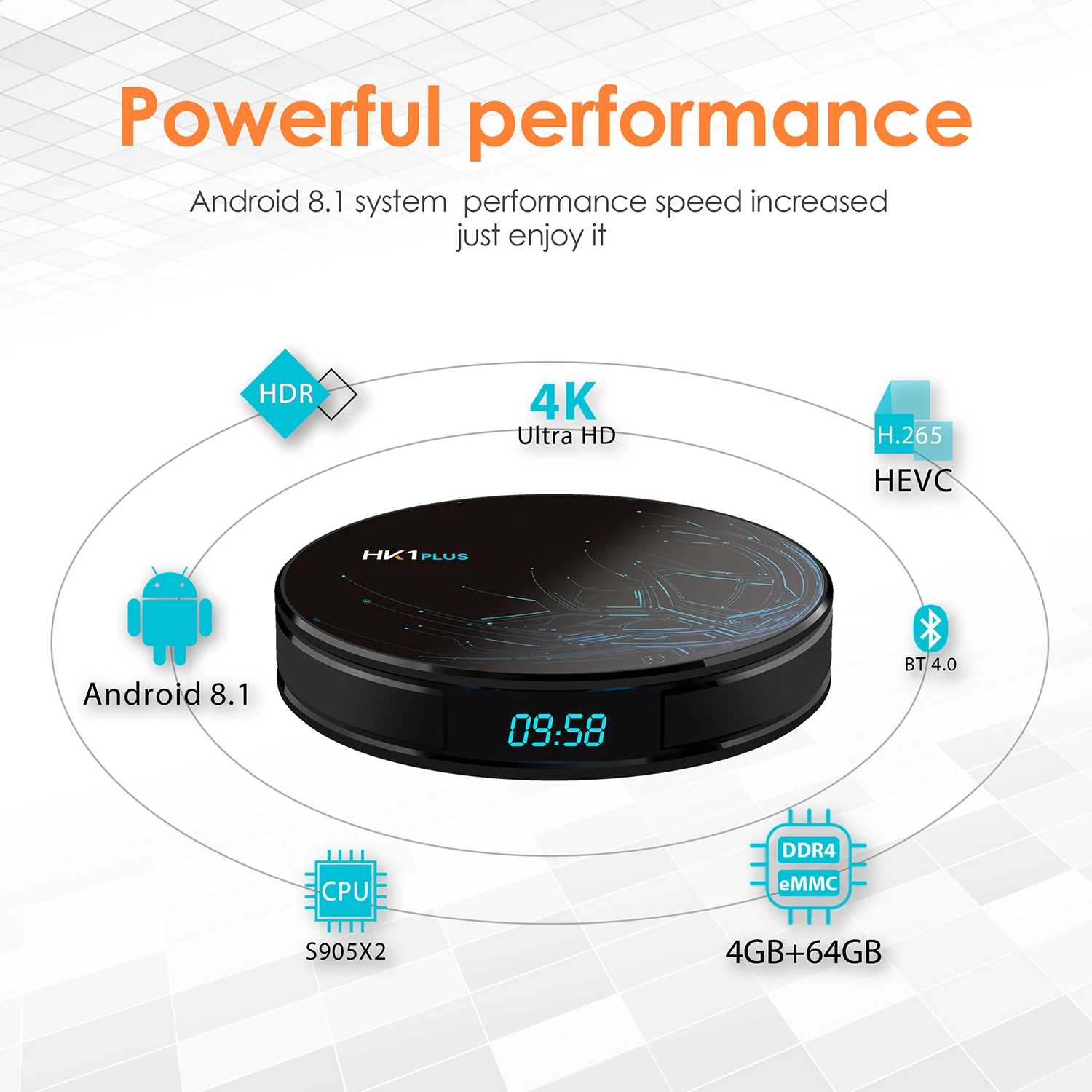 HK1 PLUS Smart Android 9.0 TV Box 4G 64G Amlogic S905X2 LPDDR4 4K HD 2.4G/5GHz Wifi 100M 4G 32G Media Player BT 4.0 Set Top Box