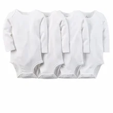 5pcs/set Pure White Cotton Unisex Neutral Long Sleeve Baby Body Clothes Infant Newborn Wear Children Kid Baby Girl Boy Bodysuit
