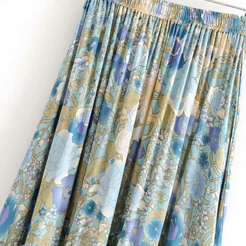Женская длинная винтажная юбка Boho с цветочным принтом эластичной талией на