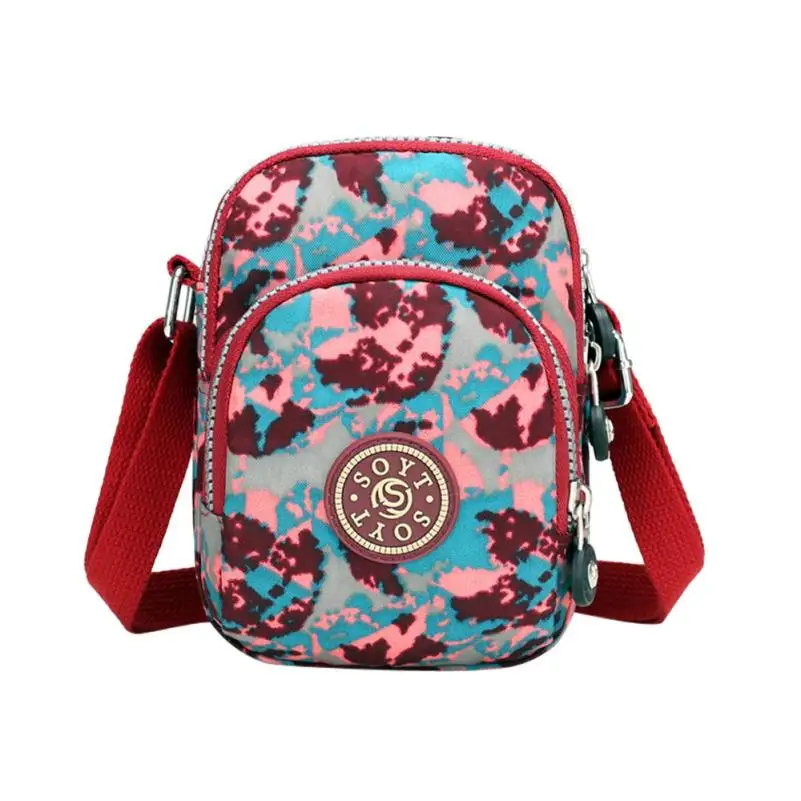Модные женские сумки, сумки-мессенджеры, одноцветные нейлоновые водонепроницаемые сумки через плечо, женские мини-сумки через плечо, женские вечерние сумки - Цвет: Floral Red
