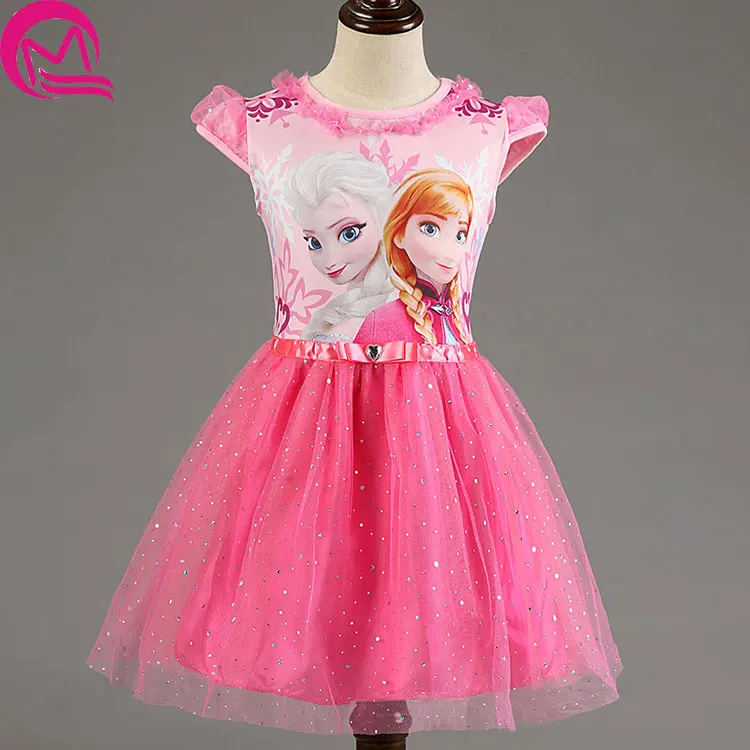 Girl Dresss Brand Summer Tddler Girl Clothes Sequins Lace Princess Anne Elsa Dress Snow Queen