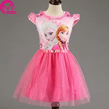 Girl Dresss Brand Summer Tddler Girl Clothes Sequins Lace Princess Anne Elsa Dress Snow Queen