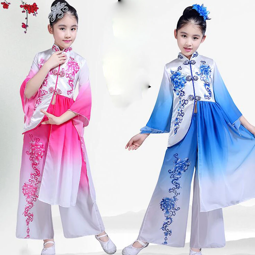 Костюмы для танцев в народном китайском стиле с вышивкой и блестками для девочек; классическая танцевальная одежда для выступлений; костюмы для выступлений; Yangko