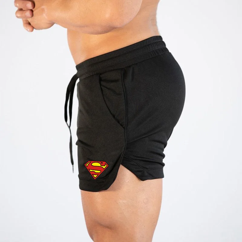 Летние мужские шорты для тренажерного зала, фитнеса, бодибилдинга, пробежек, тренировок, короткие штаны, спортивные дышащие быстросохнущие сетчатые спортивные штаны
