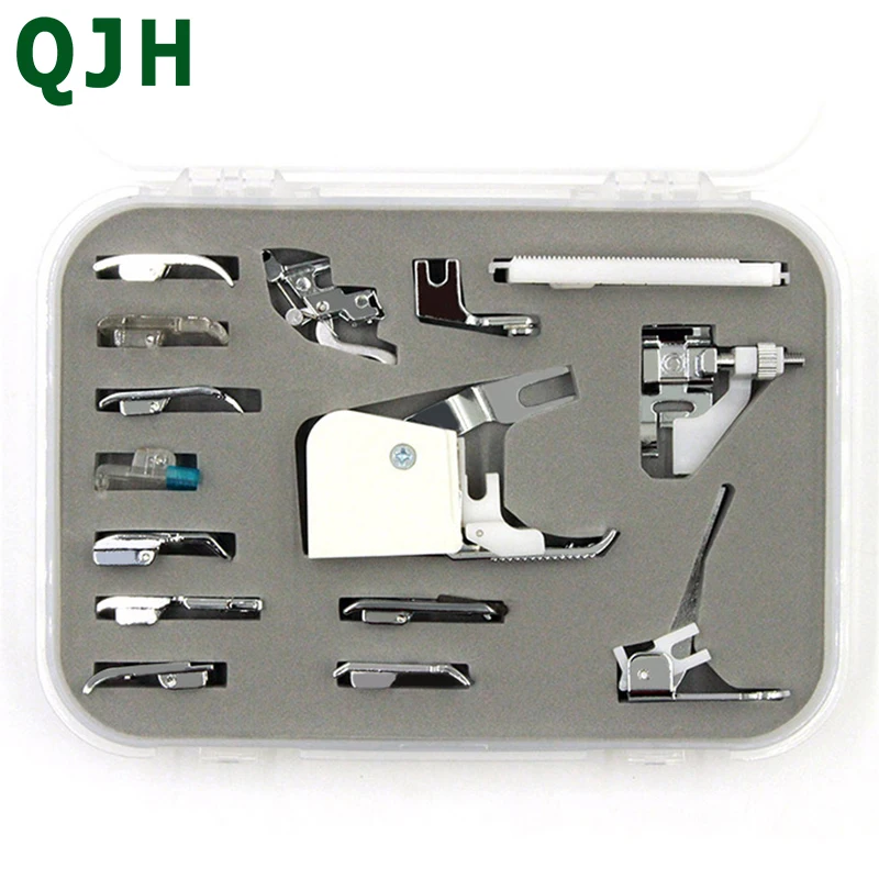 

15Pcs Domestic Sewing Machine Accessories Presser Foot Feet Kit Set Hem Foot Spare Parts With Box For Brother Singer Janome Part