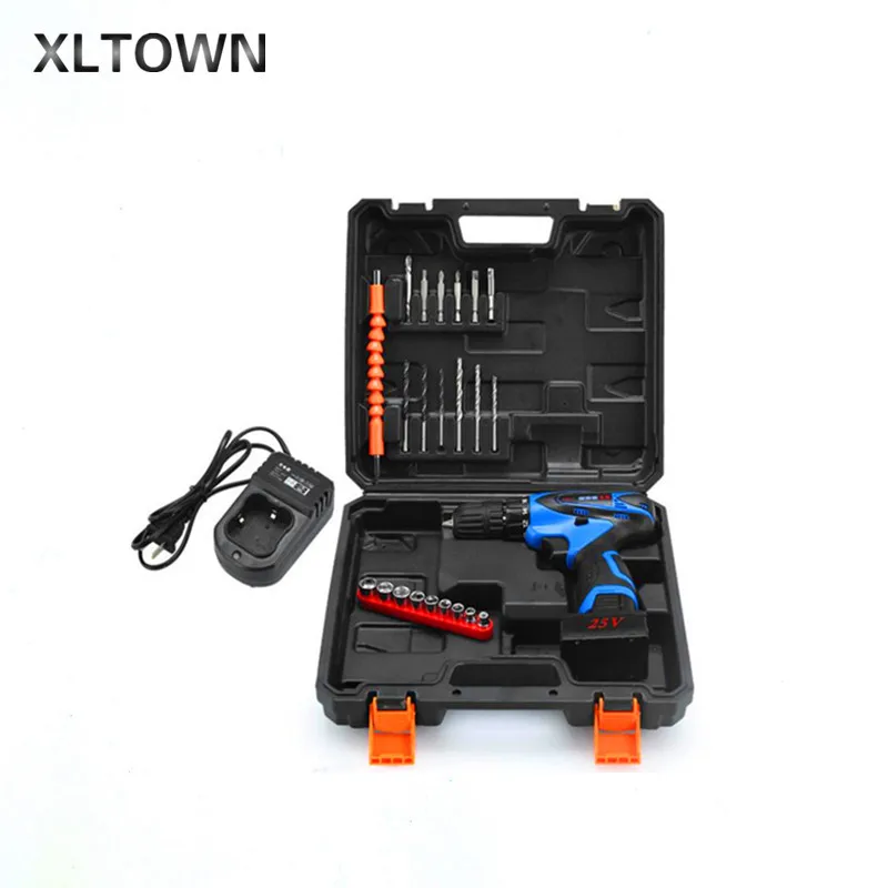 

Xltown 25V plastic box Multi-function Rechargeable Lithium Battery Electric Drill Bit Home Cordless Electric Screwdriver
