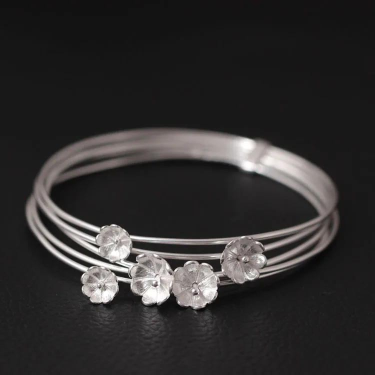 Garland Multi-storey bangle 100% 925 Sterling silver Jewelry Vintage Adjustable bangles for women gift