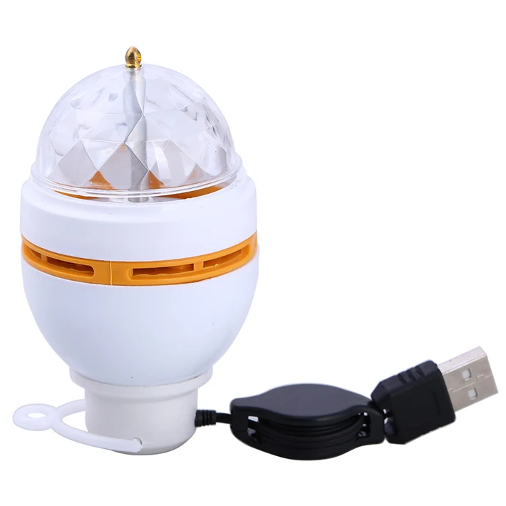 Portable 3W LED Disco DJ Party Crystal Stage Light Auto Rotating led Bulb Lamp with USB
