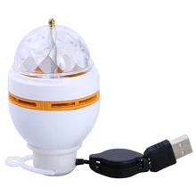 Portable 3W LED Disco DJ Party Crystal Stage Light Auto Rotating led Bulb Lamp with USB Interface Free Shipping