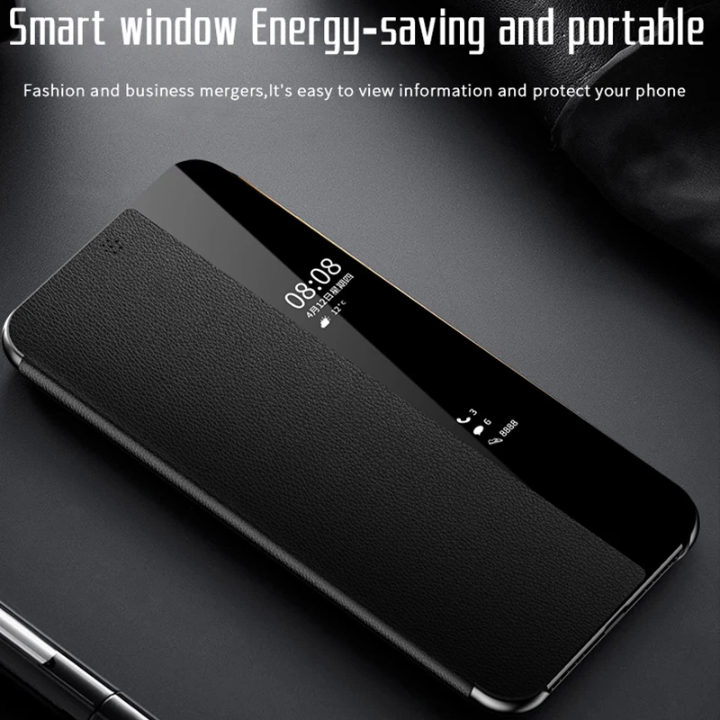 HUAWEI P20 Pro caso Original de lujo cuero genuino Smart View ventana espejo cubierta de protección HUAWEI P20 Funda