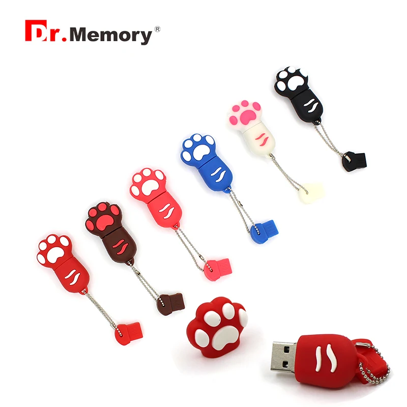 Мультяшные USB флэш накопители 64 ГБ кошка медведь лапа животное флешка