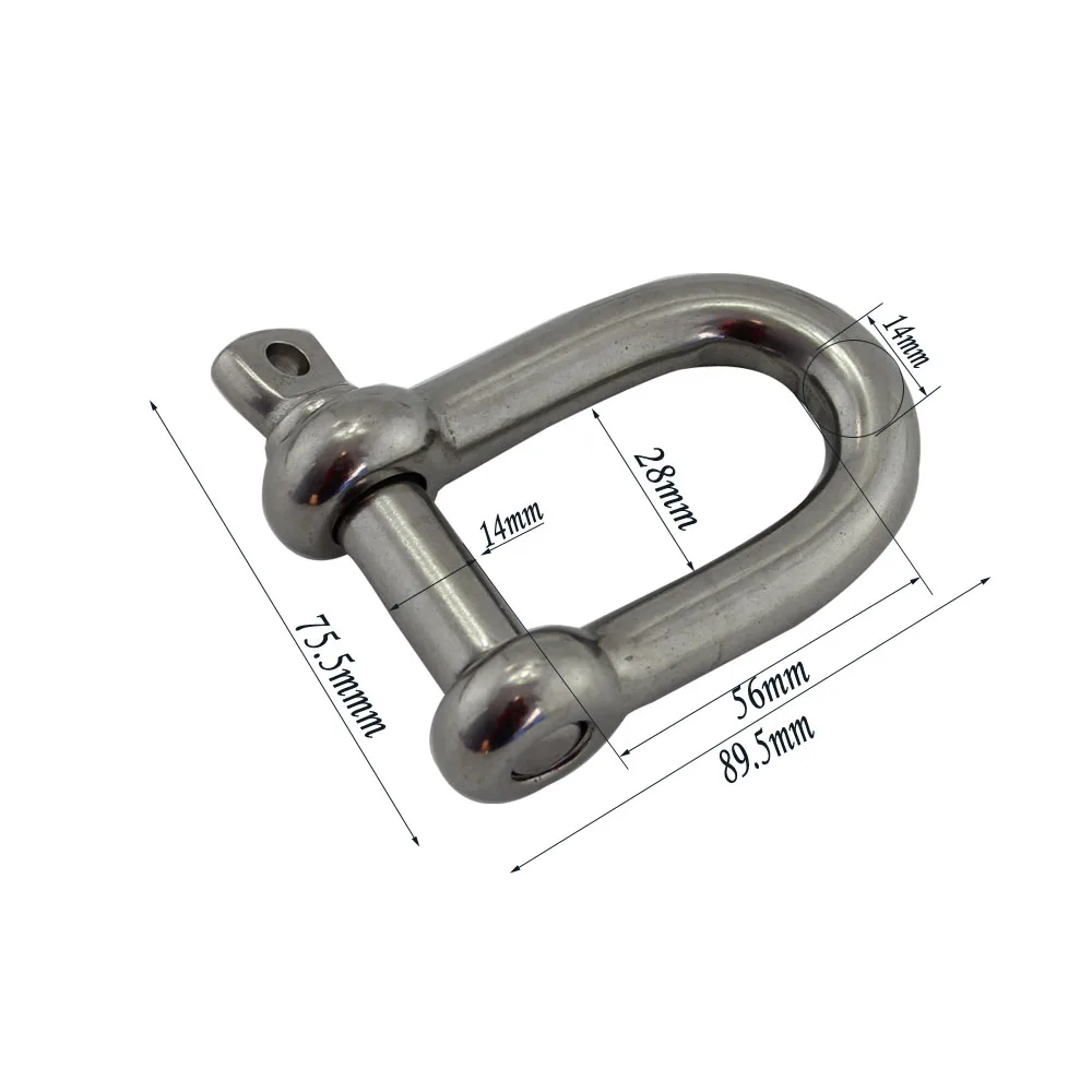 Heavy Duty Stainless Screw Pin D shackle for Wire Rope Chain Marine Grade European Type D Shackle 5pcs 14mm