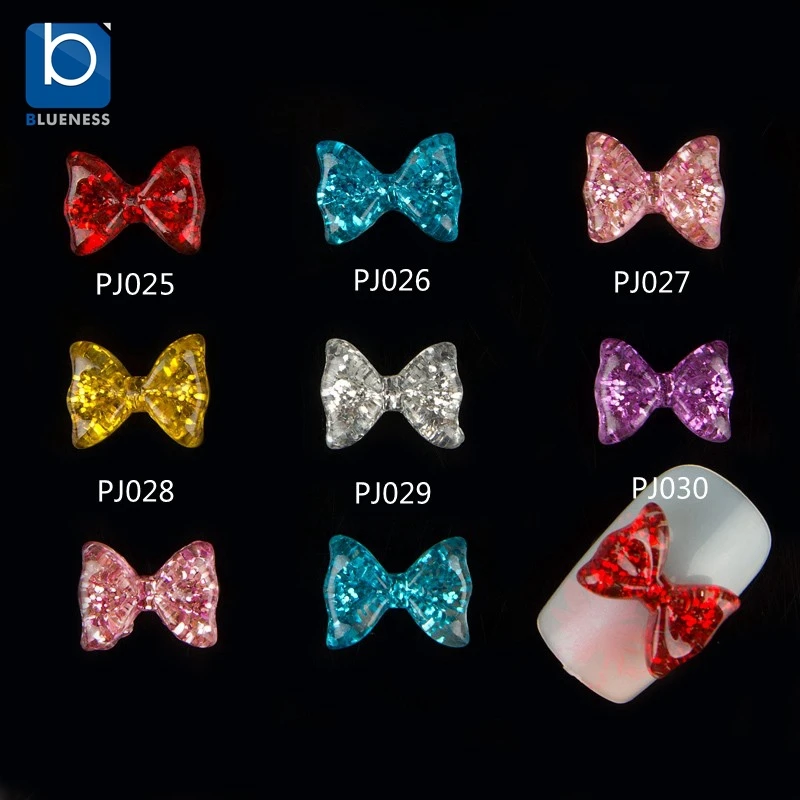 

Blueness 3D Nail Jewelry Nail Art Glitter Bow Acrylic Rhinestones 10pcs/lot Stones for Decorating Nails PJ025-PJ030