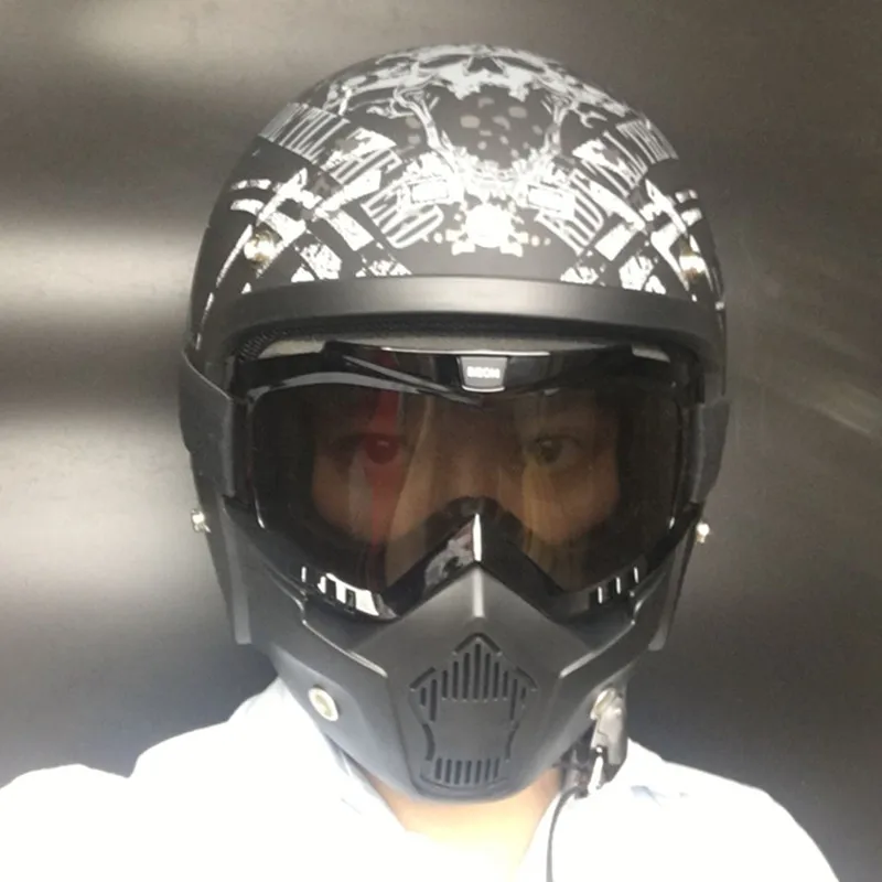 

The Detachable Modular Mask vintage helmet Goggles with Mouth Filter for Motorcycle Helmet Moto mask cosplay goggles masks