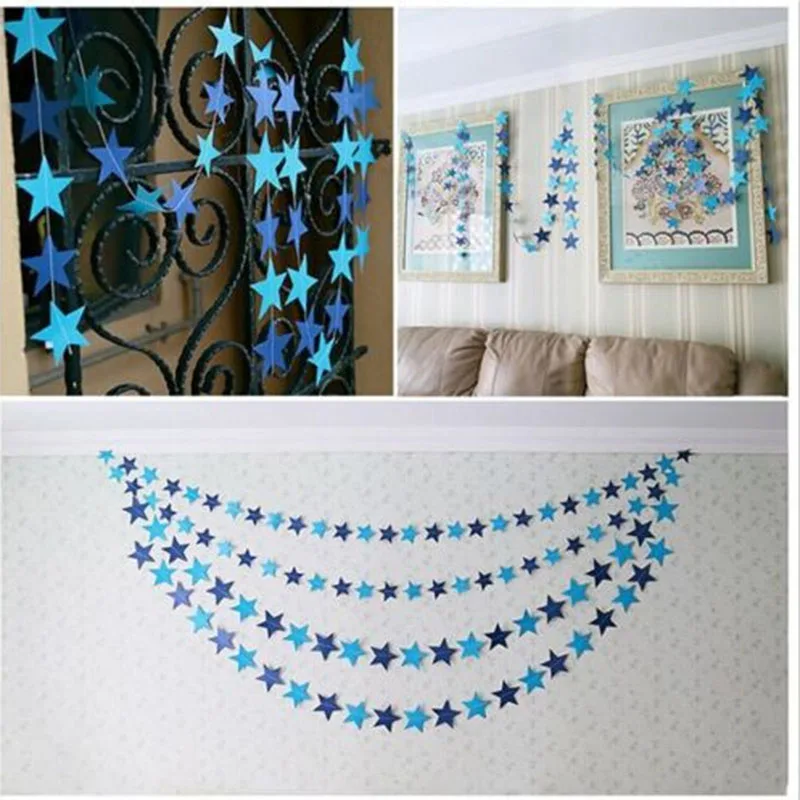 

Hot Sale 4M Lovely Paper Star Hanging Garlands Bunting for Wedding Christmas Birthday Wedding Party Home Decorations