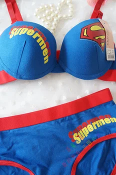 

Young girl ofdynamism supermen super man 100% cotton 100% cotton bra set cartoon underwear