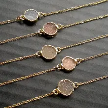На заказ Druzy минеральный браслет камень Бохо кварцевые Браслеты Druzy ювелирные изделия изящный браслет каменная цепь браслеты камень подарки