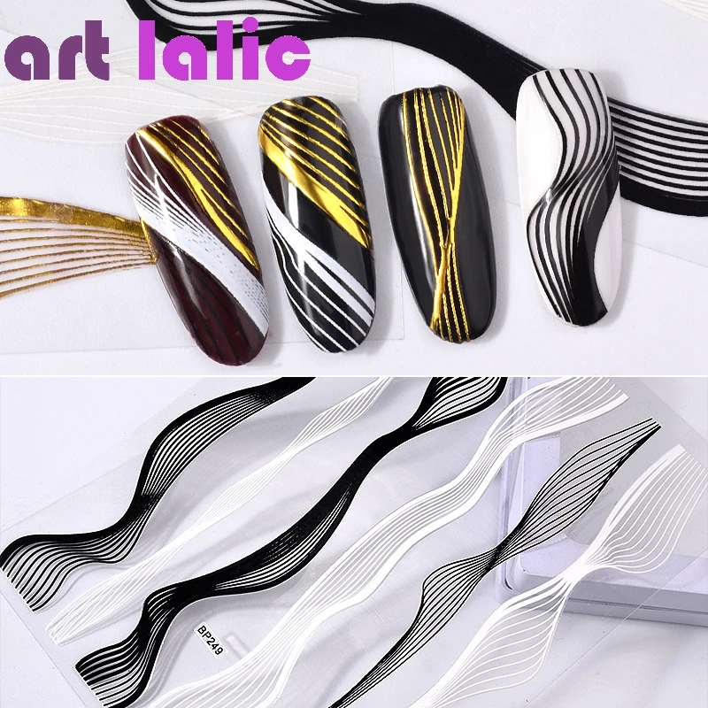 

Artlalic 2 Sheets Fashion 3D Solid Metal Design Nail Art Stickers for Manicure Bronzing Decals Decorations Tools Wholesale