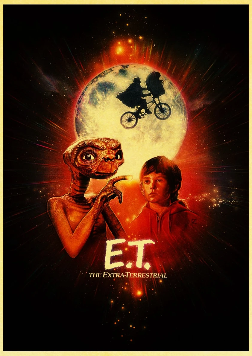 E.T. /JAWS/The Termina/Jurassic Park Spielberg Movie Posters Retro Wall Posters Art Printed Painting Wall Stickers