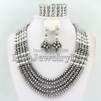 

African Beads Jewelry Sets Nigerian Wedding African Crystal Beads Jewelry Set HD1147