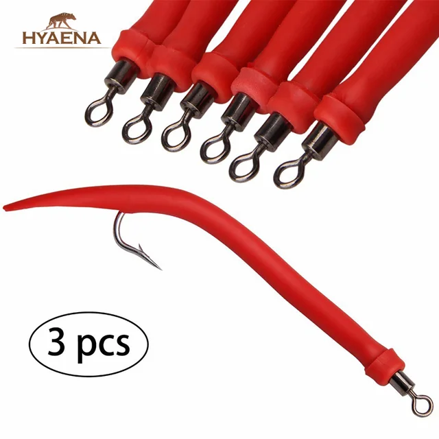 Hyaena 3pcs 145mm Red Silicone Tube Soft Pesca Fishing Lure Artificial