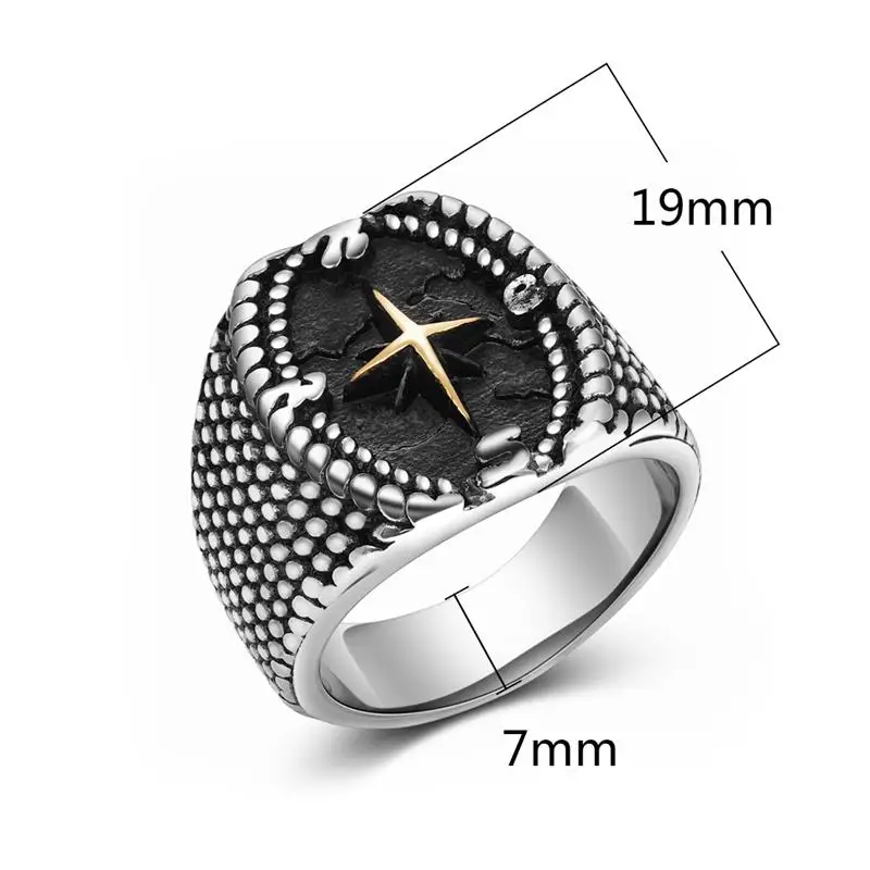 Jiyaiqi компас дизайн Винтажный серебряный цвет из нержавеющей стали кольцо мужские ювелирные изделия размер США