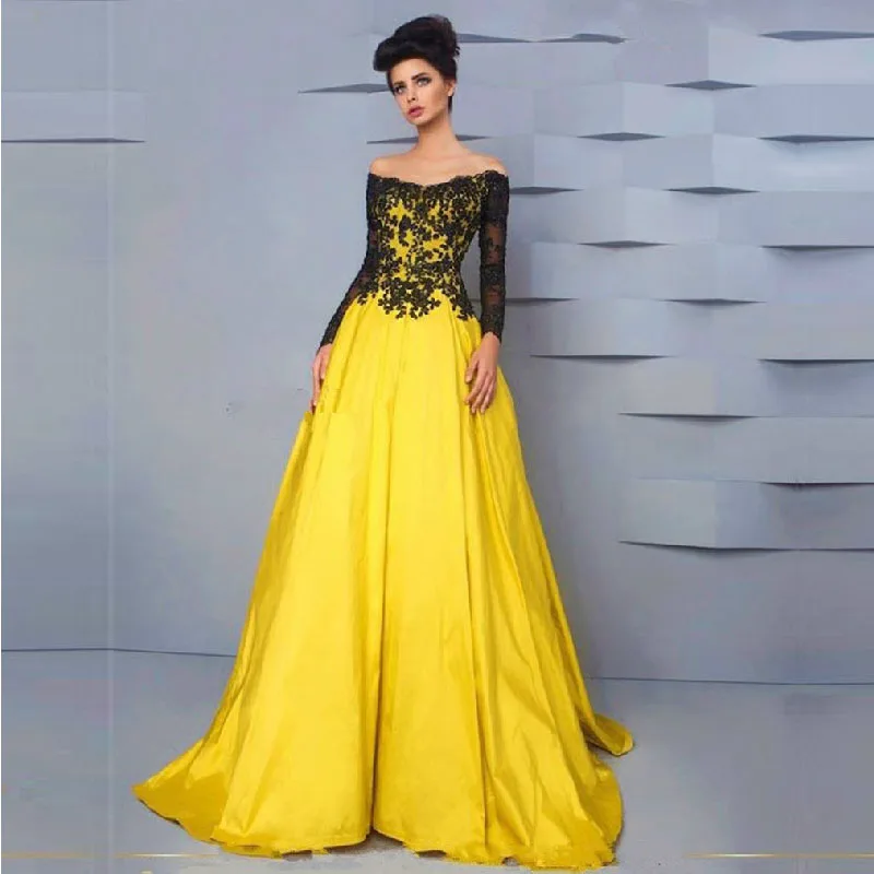 2016 Impresionantes Vestidos de Noche Largo de Color Amarillo Brillante