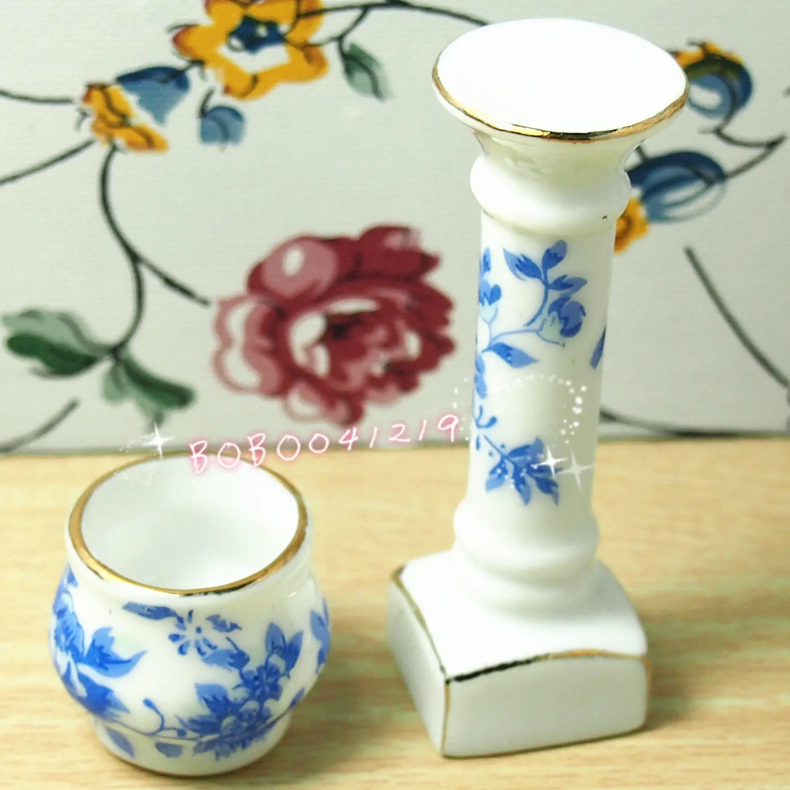 Кукольная Миниатюра 2 шт. Porcelaine белый и синий Полки Горшок H7cm L-302