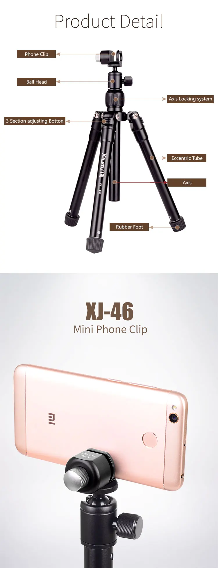 XILETU XBT-235 3в1 держатель для мобильного телефона Подставка для селфи монопод Штатив для ЦЗК камера смартфон с сотовым телефоном C