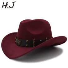 Модные женские мужские шерстяные Chapeu западная ковбойская шляпа джентльмен Джаз Sombrero Hombre cap элегантные женские ковбойские шляпы для женщин размер 56-58 см