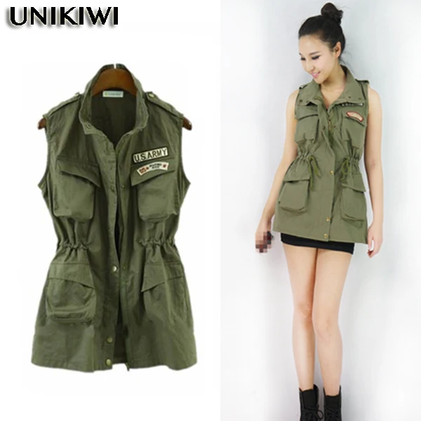 Buy New Women's Army Green Casual Waist Vest.Lady U.S