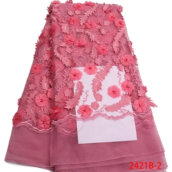 

Nigerian lace fabric 2019 high quality lace Stretch embroidered lace trimmings for sewing For Women Wedding Hot Sale L2421B-2