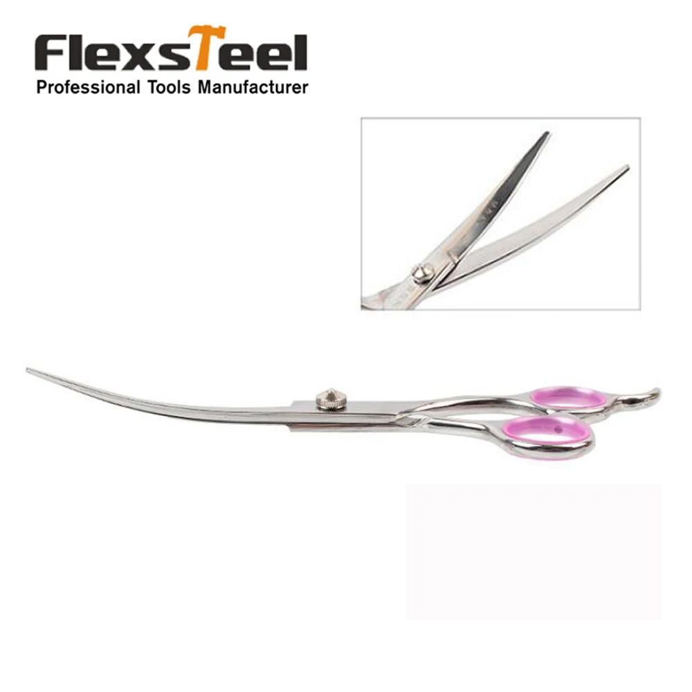 

Professional Stainless Steel 7 Inch Pet Cat Dog Up Curved Straight Scissors Thinning Shears for Trimming Grooming