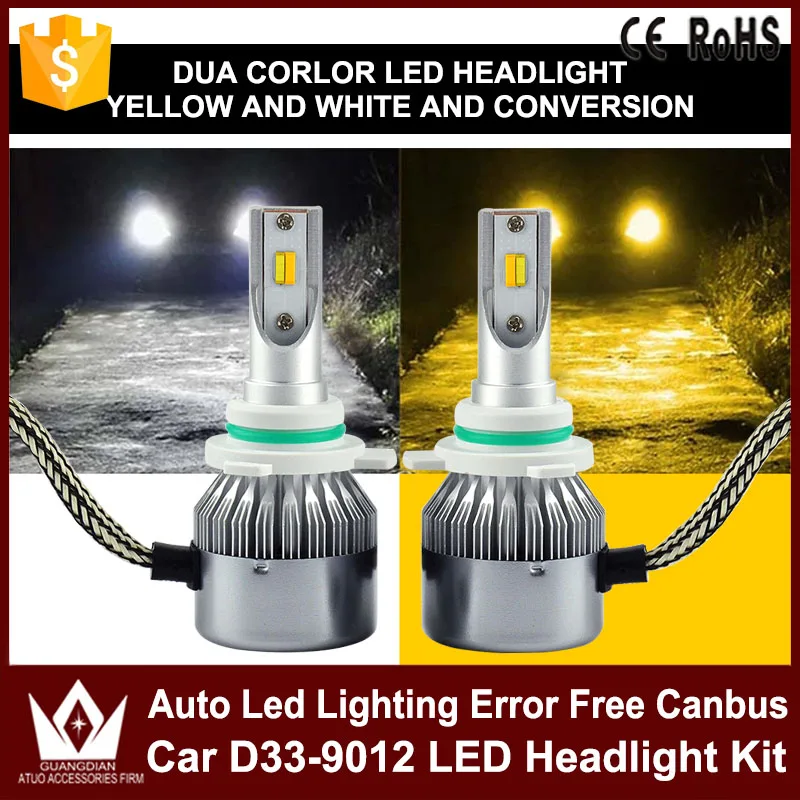 

Tcart Car LED Headlights Kit LED Bulb D33 9012 Canbus Auto Led Lamps White Headlamp Yellow light For Citroen C5 For Peugeot 3008