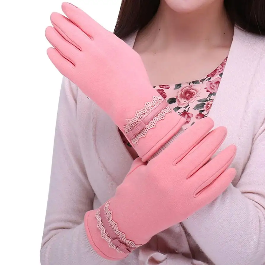 Зимние, весенние,, перчатки, одноцветные, кружевные, хлопковые, перчатки для женщин, для запястья, для сенсорного экрана, варежки, перчатки для женщин, женские перчатки, Guantes