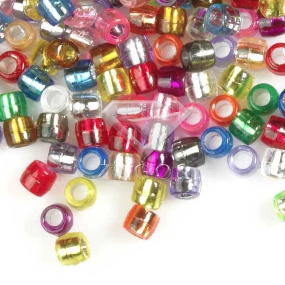 285Pcs 4x4x4mm Acrylic Assorted Barrel Foil Beads Jewelry DIY Making