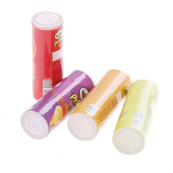 

High Quality 4pcs 1/12 Doll Toy Cute 4 Bottles Mini Simulation Potat Chips Dollhouse Miniature Kitchen Food For Dolls