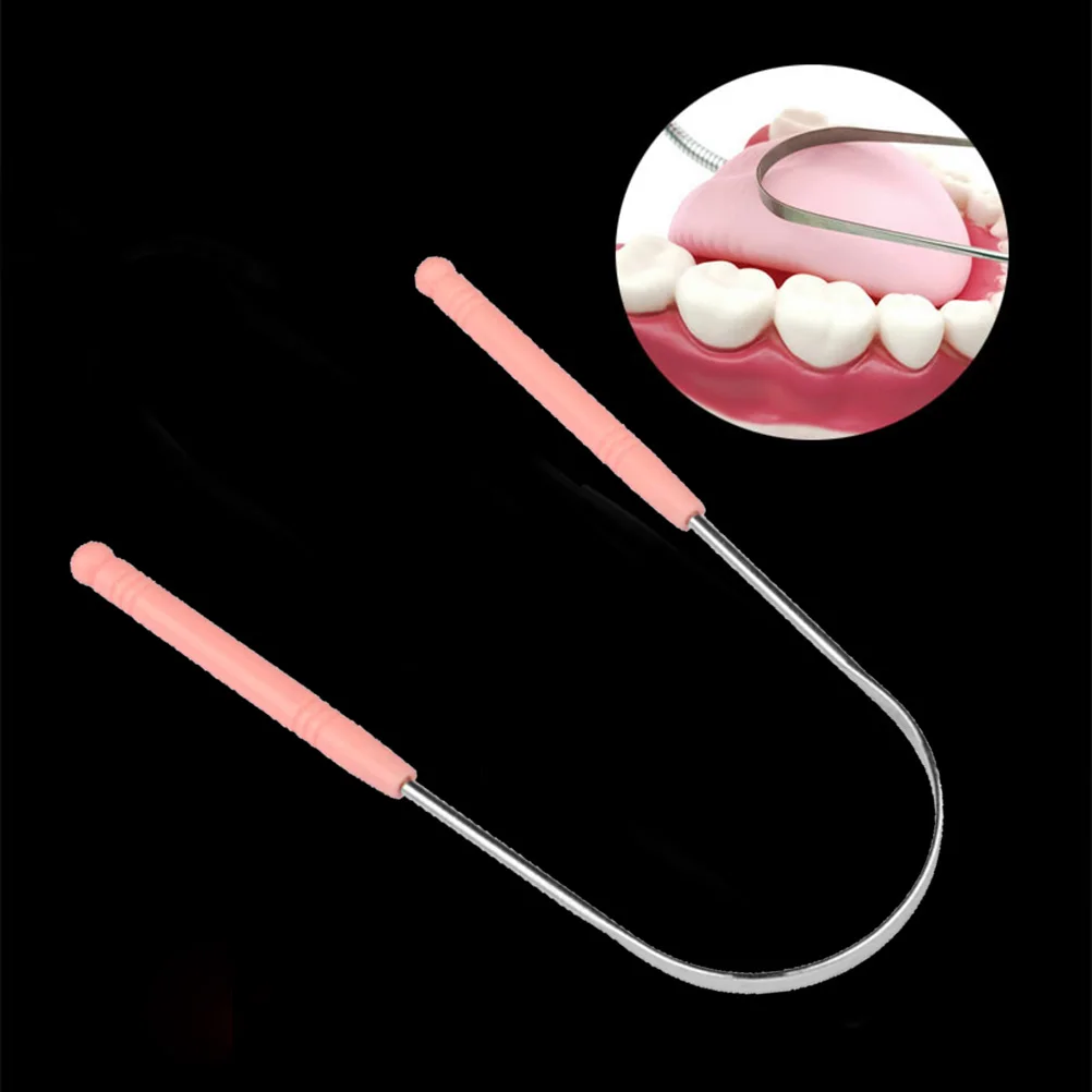 

Coated Tongue Cleaner Fresh Breath Tongue Cleaning Scraper Reusable Oral Care Tool for Adult (Pink)