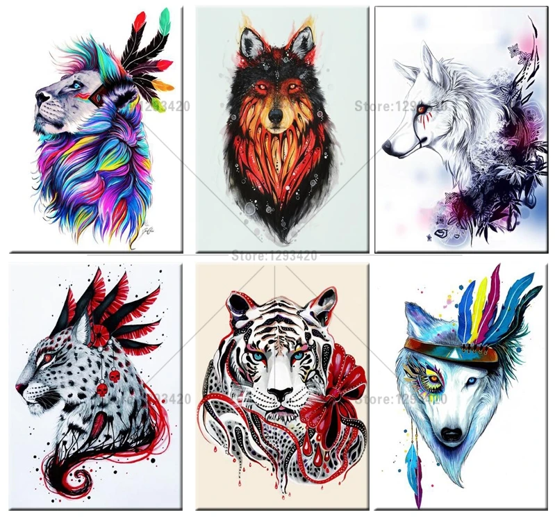 

5D Diy Diamond Painting Cross Stitch animal lion tiger wolf Square Diamond Embroidery Full diamond Mosaic Kits Craft Home Decor