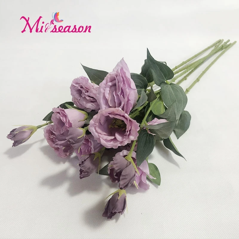 5 шт. Европейский искусственный цветок 3 головы поддельные Eustoma филиал Gradiflorus Lisianthus Слик Цветы Свадебный Домашний Декоративный букет