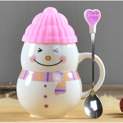 Креативная мультяшная керамическая чашка с изображением снеговика, Рождественская чашка для пар, кружка с выражением, кружка для студентов, детей, мультяшная фарфоровая чашка с молоком и завтраком - Цвет: 03 Style