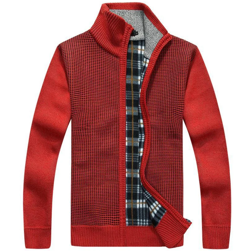 

Men Warm Sweaters Thick Cardigans Winter Spring Sweater Tops stand Collar Overcoat Mens Wool Cotton slim Casual Knitwear Coat