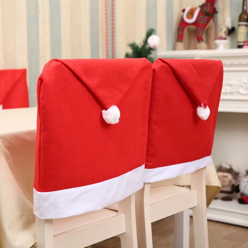 Xmas Red Santa Clause Hat Cap Chair Back Covers Gift Bag Dinner Party Decor Xmas Red Santa Clause Hat Cap Chair Back Covers Gift Bag Dinner Party Decor