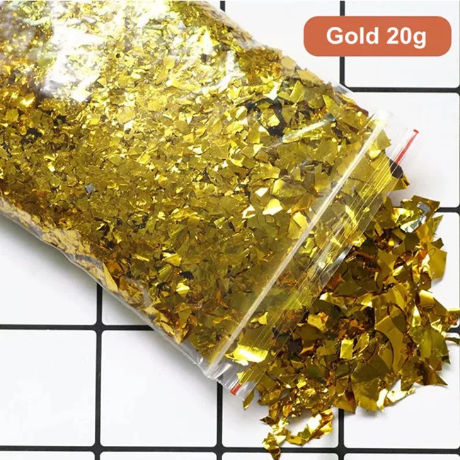Gold 20 г/упак. неровные бумажные Блестки для ногтей своими руками, цветные блестки для ногтей, блестки для 3D дизайна ногтей, украшения - Цвет: Gold