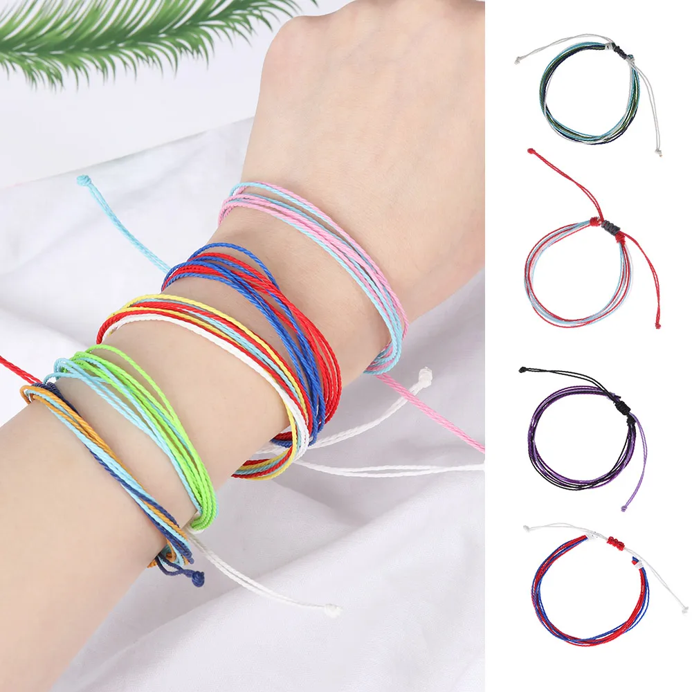 

Handmade Women Weave Woven Rope Wax Line String Bracelet Adjustable Charm Strand Fashion Vintage Party Gift Jewelry Accessories