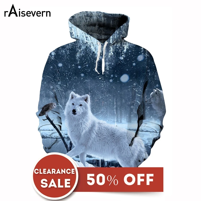 

Raisevern Animal Wolf 3D Print Hoodie Sweatshirts HD Snow Wolf Printing Hoodies Men Women Unisex Hoody Tops Clearance Sale