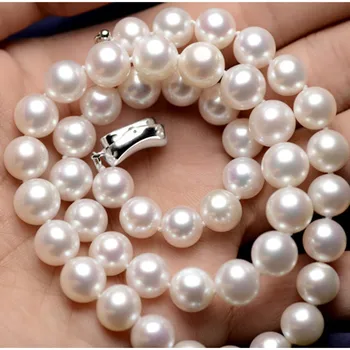 

925 for women sterling-Ms.-jewelry real natural big 9-10MM freshwater pearl necklace to circle light extremely basic leisure