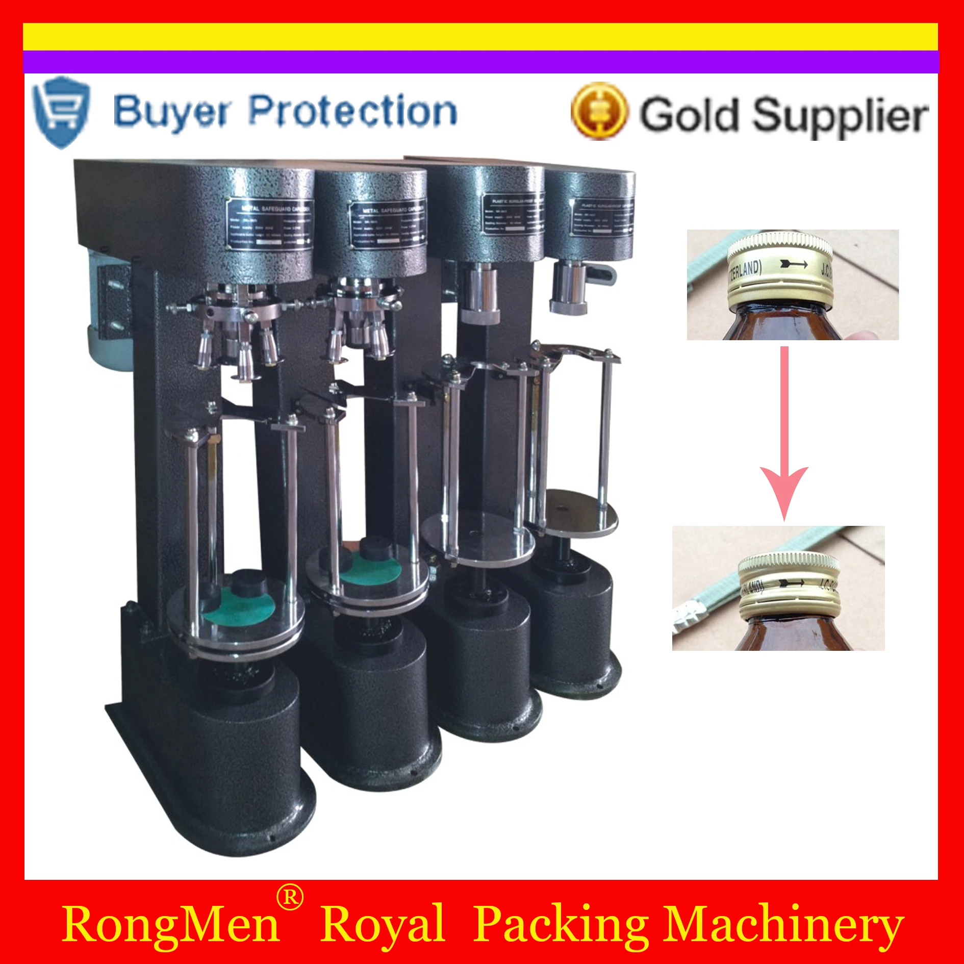 Wine Bottle Cap Capping Machine Olive Oil Whisky Metal Cap Locking
